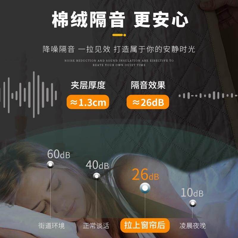 临街边安超强马隔路音窗帘免打孔装遮断光隔热防晒隔冷气加IAP厚