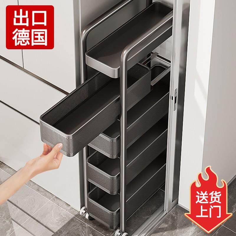 夹缝置物架厨房门后冰箱侧面极窄缝抽拉篮缝隙收纳柜化妆室小推车