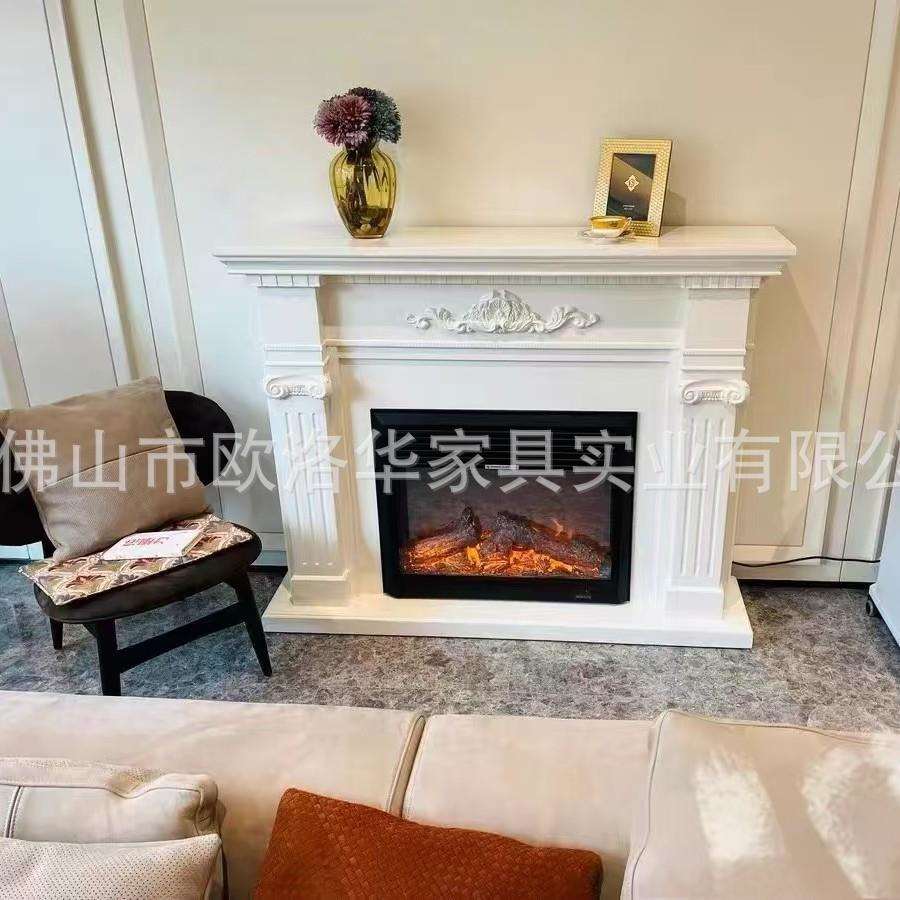 Fireplace美式白色电子取暖壁炉装饰柜仿真火壁炉法式客厅壁炉