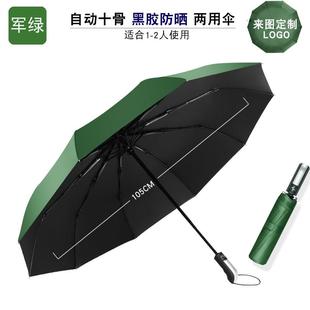 高档雨伞大加号十骨告大自动黑胶防晒O伞晴雨两用定制LOG印字定做