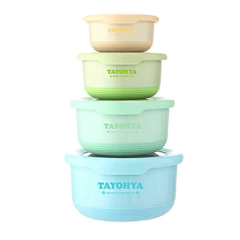 多样屋（TAYOHYA）缤纷圆形不锈钢保鲜盒四件套 TA11-0030BP