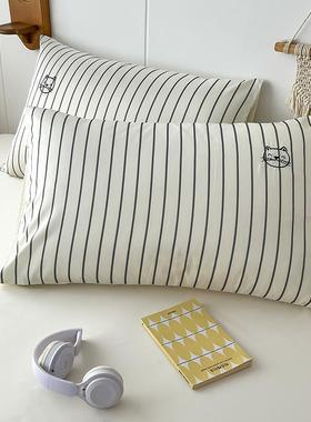 条卡通绣花水洗感真纹件EOH丝四套夏季凉床上用品被套学生宿舍三