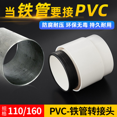 铸铁管转pvc转接头110 160管材连接变径排水配件镀锌管排污管接头