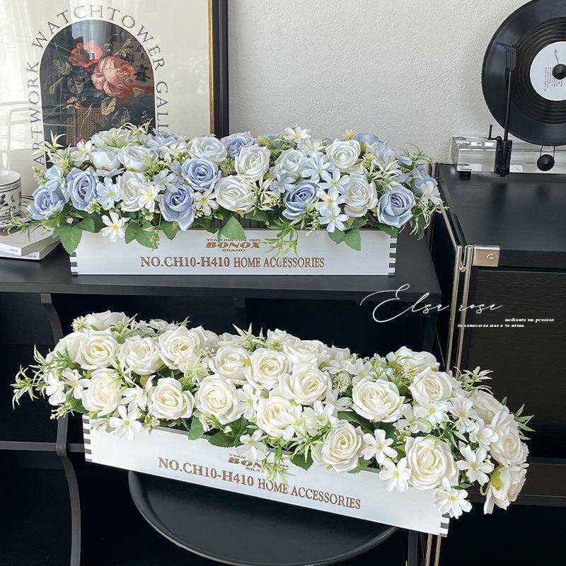 50cm实木栅栏花艺摆件假花仿真花摆设客厅装饰花餐桌花摆花塑料花