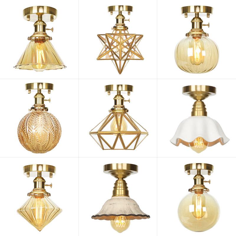 北欧后现代卧室餐厅客房温馨简约咖啡厅服装店酒店天花纯铜吸顶灯