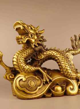 新款直销铜龙摆件铜金钱龙如意龙聚宝盆龙戏珠金龙青龙生肖龙家居