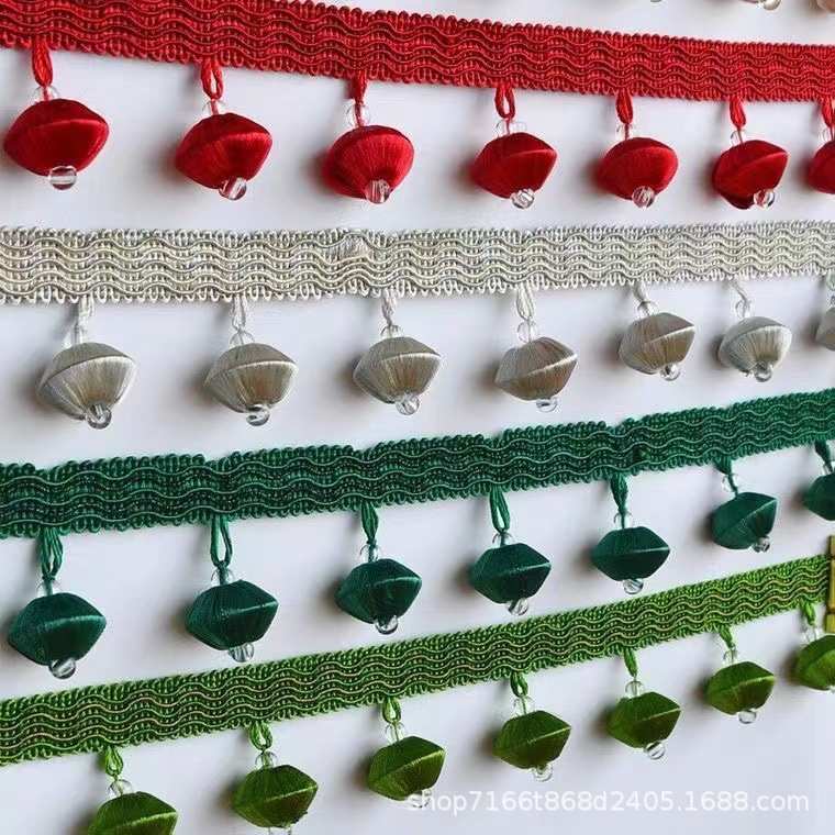 木配件边家方块窗帘门帘丝包辅料纺织珠子缝手工新装饰花边