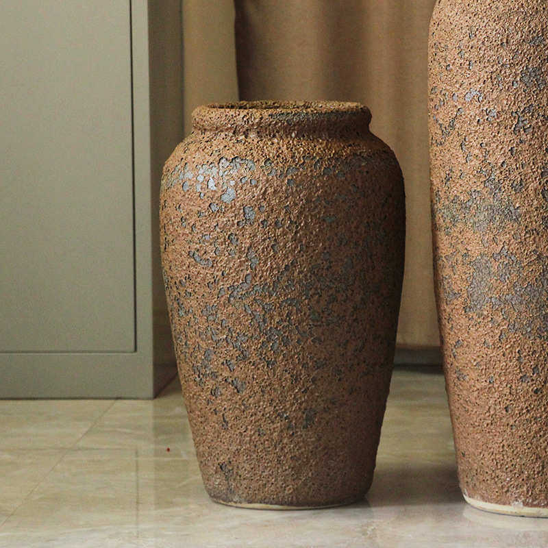 陶瓷落地花瓶干花颜色釉窑变花瓶现代欧式客厅陶罐陶缸摆件大花瓶