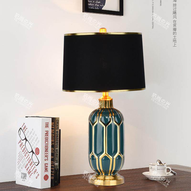 婚房卧室灯北描欧床金家用台头灯客厅欧式TT103装饰陶瓷灯氛围灯