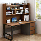 外贸出口书桌加粗钢架腿学习桌带书架桌子学生学习桌钢架书桌