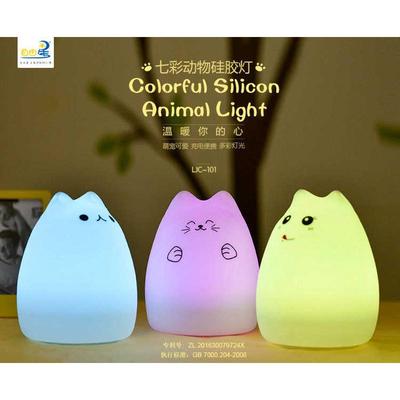 创意七彩硅胶动物灯 感应led氛围人气猫小夜灯 卡通触控萌宠台灯