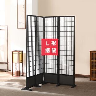 实木质隔断玄关折叠移动客厅简约现代摄影背景墙板樟子格 屏风日式