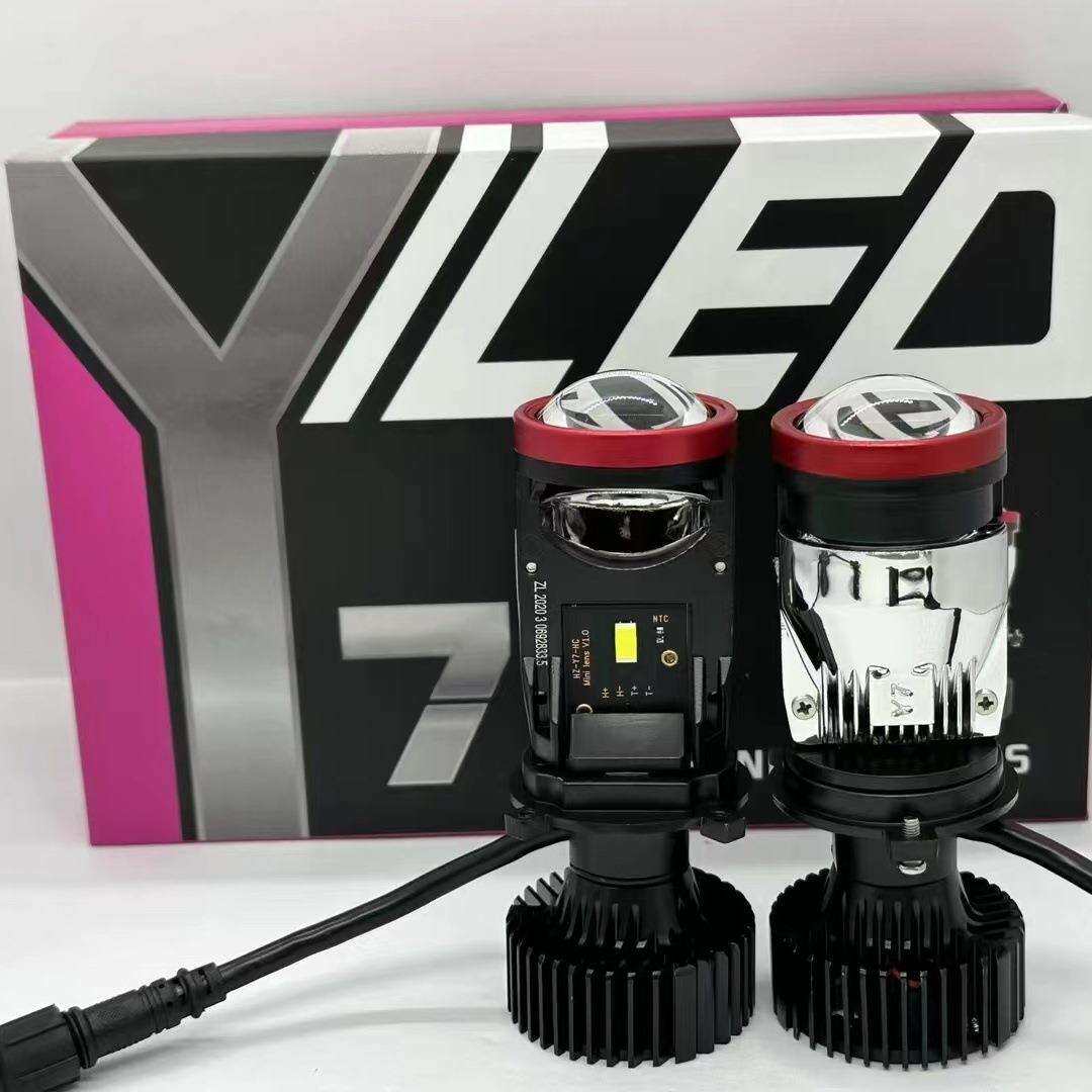 新款Y6D LED透镜灯泡直插大功率50瓦带风扇 双光透镜H4鱼眼灯Y7D