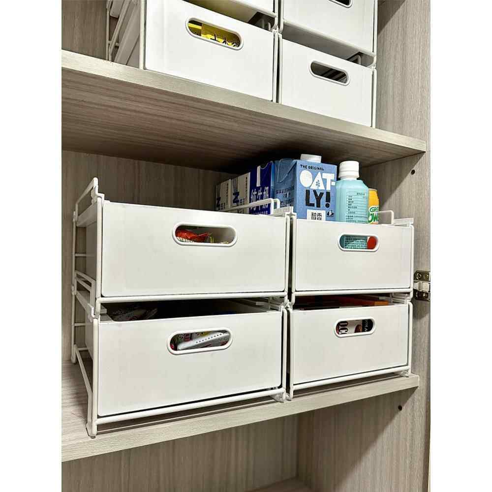 橱柜可叠加抽屉式收纳盒杂物零食饮料整理盒厨房深柜收纳储物筐,收纳整理,橱柜收纳筐,淘宝优惠券,粉丝福利购,淘宝优惠卷