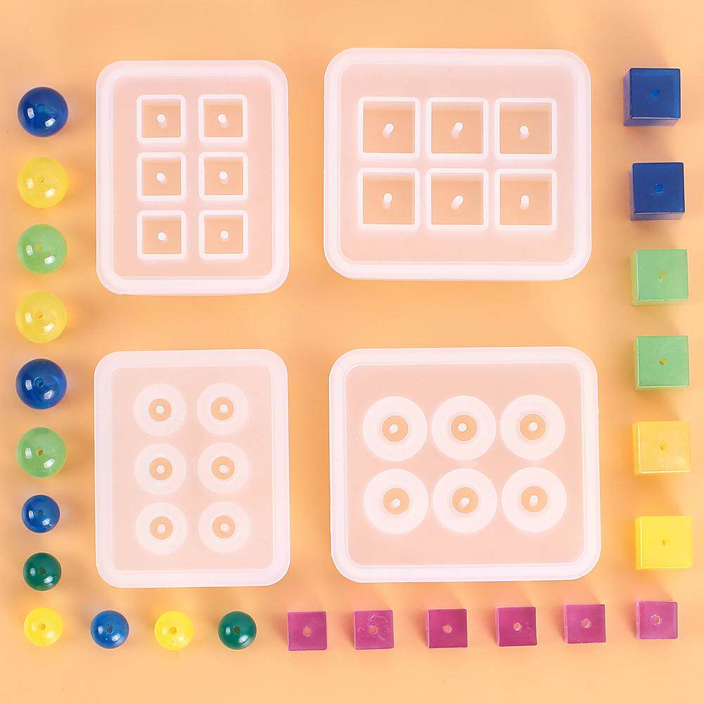 DIY水晶滴胶珠子硅胶模具带孔方体吊坠球体制作饰品模具