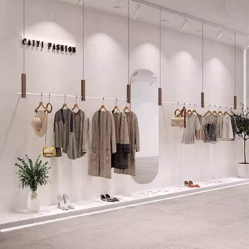 不锈钢展挂衣架悬挂架木纹色实体店装婚纱修服装店吊示架/买手店