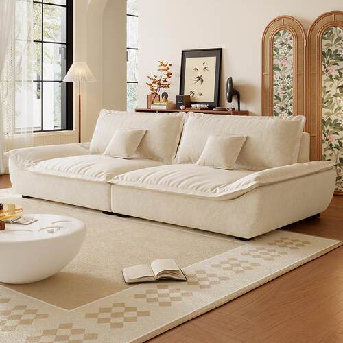 政府补贴莫解语奶油风小户型帆船沙发客厅出租房公寓直排布艺沙发