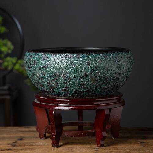 泡泡釉高温陶瓷缸客厅鱼缸水培容器龟缸睡莲碗莲花盆青鳉观背鱼缸
