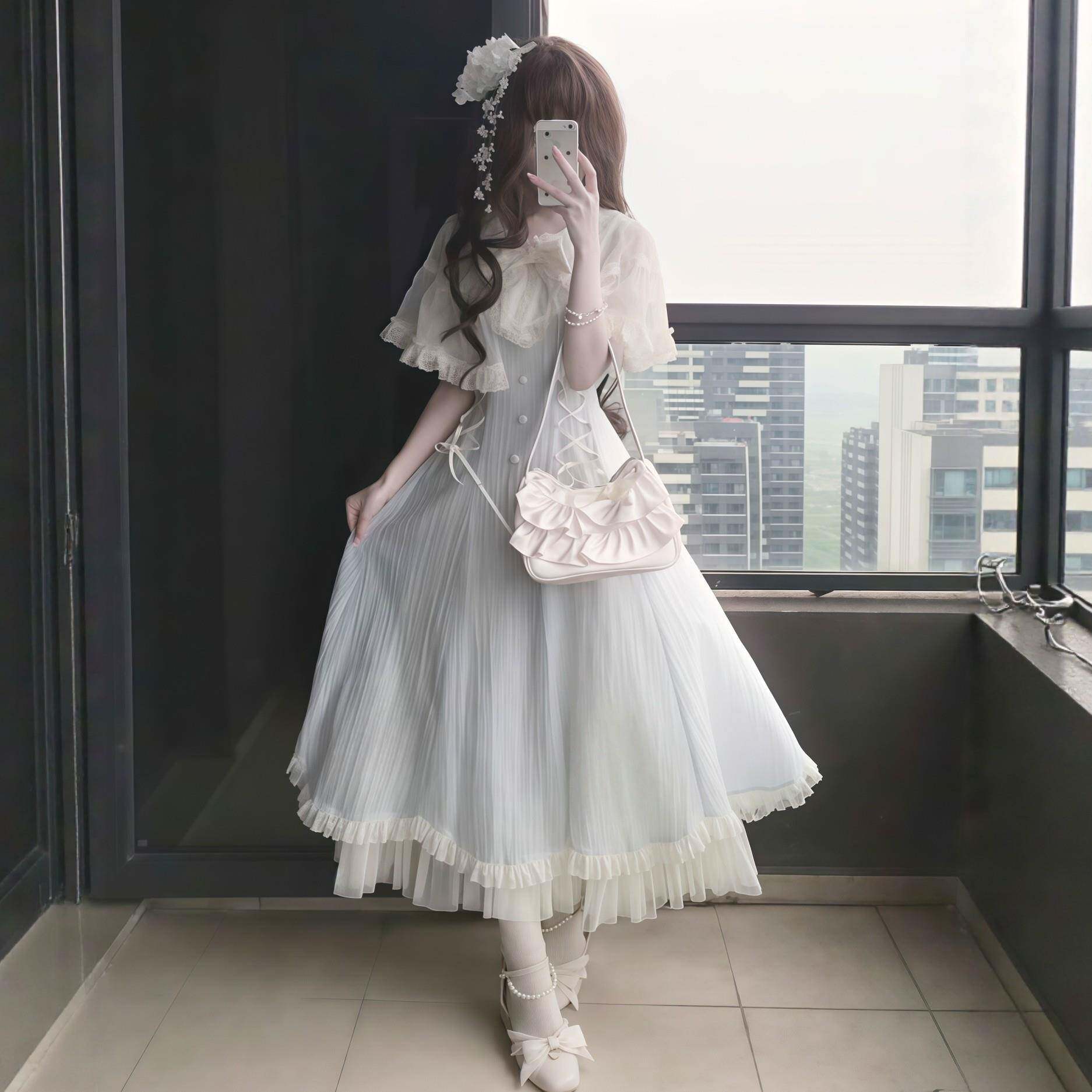 水色风铃千金风罗莉塔披风洋装蓝色2026初夏独特漂亮公主长裙子