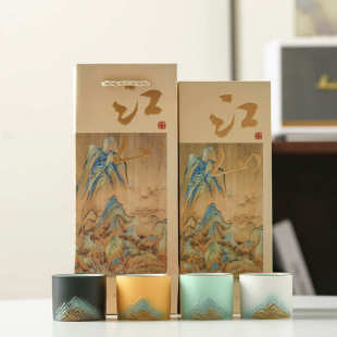企业定LOGO伴手礼主人杯节日礼物团购千里江山 锦绣江山茶杯礼盒装