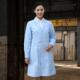 新款 医生服护士服色工服实验服大 八只眼蓝白色作男白女医师服长袖