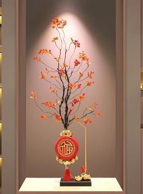 入户玄关屏风竖高档招财花瓶客厅插花电视柜壁龛乔迁新年装饰礼品