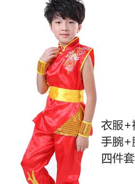高档儿童国武表演幼儿园舞龙舞狮打鼓 术六一节中风 众服人划桨开
