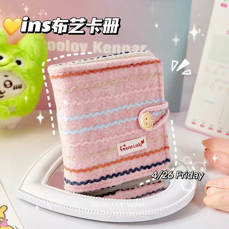 毛绒布艺封面一宫格3寸卡册迷你拍立得追星爱豆相册小卡活页收纳