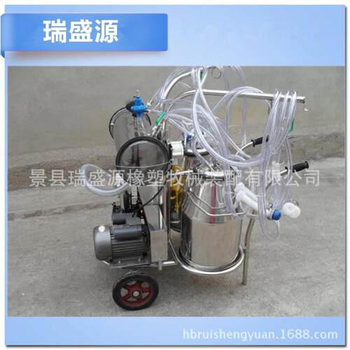 奶羊单双桶不锈钢小型挤奶机 吸奶器 手推车单双缸真空挤奶机