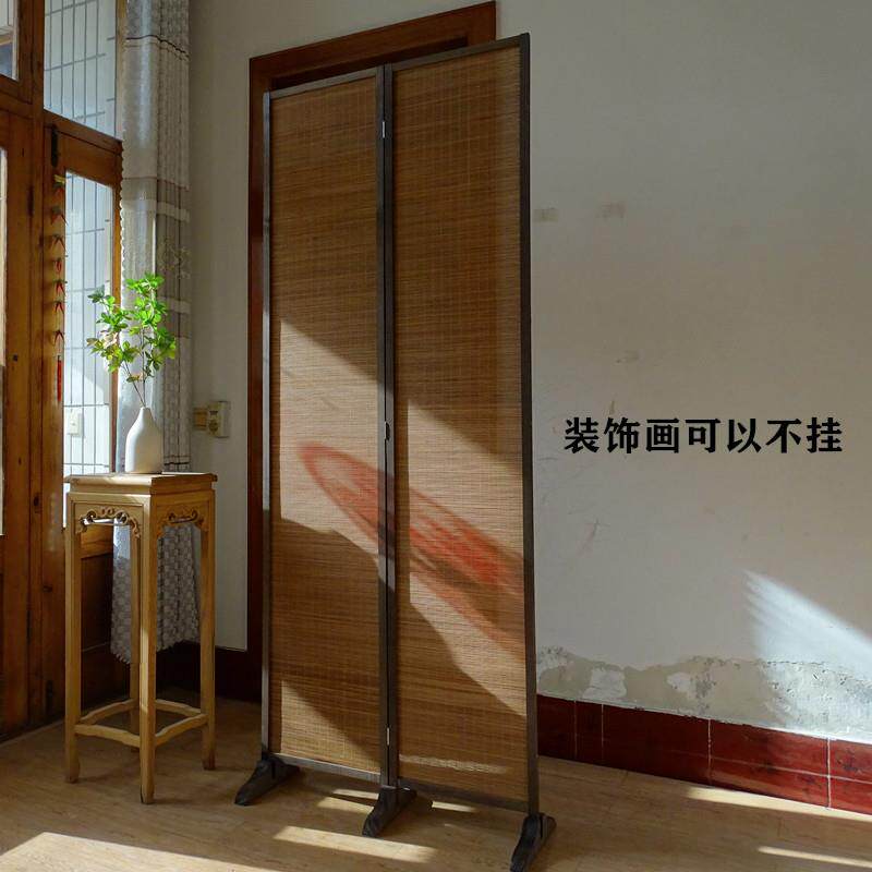 屏风座屏入户玄219关代隔断木竹子屏风中简约现座屏式室内简实约