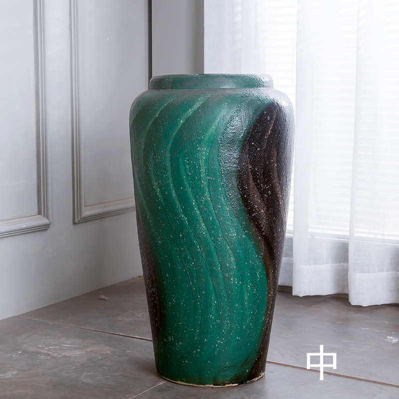 景德镇陶瓷批发 落地大花瓶手绘抽象图案三件套组合宾馆酒店摆件