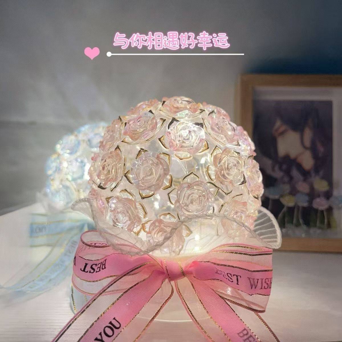 diy玫瑰小夜材料手作创意小夜灯