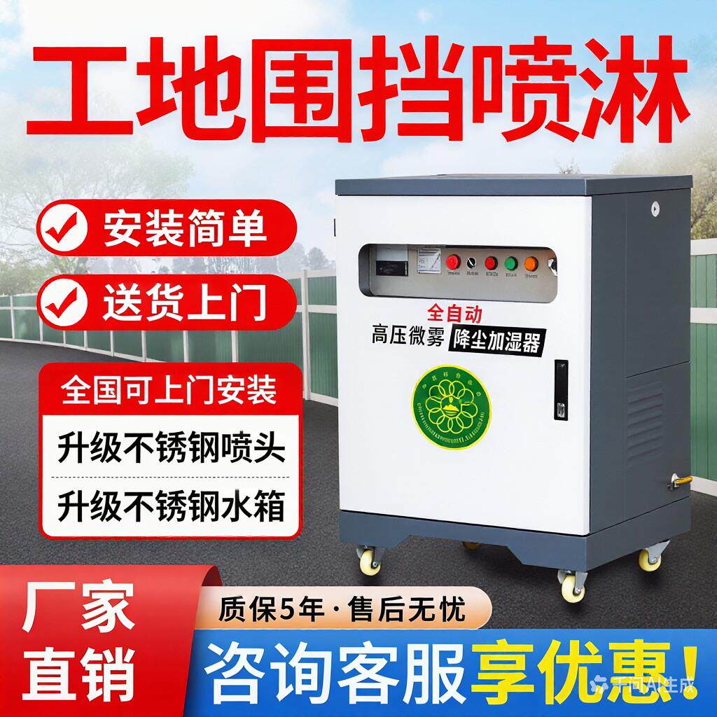 工地围挡喷淋系统厂房除尘雾化设备造雾机全自动高压喷雾降温抑尘