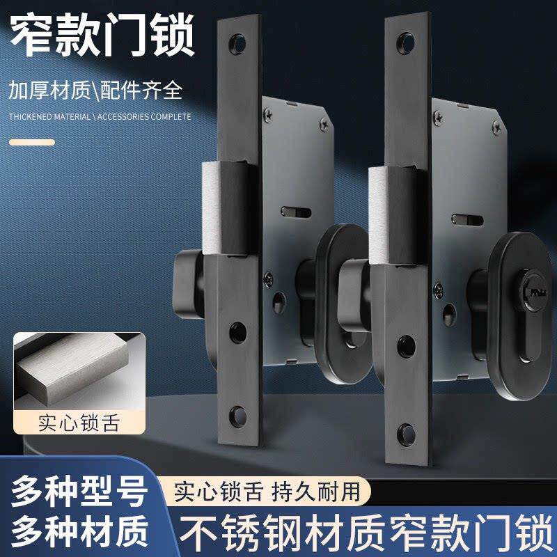 不锈钢方管窄门框地弹簧门黑色地锁铝合门锁有框玻璃塑钢门中间锁