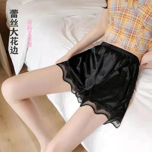 夏季女士波浪蕾丝花边打底安全裤女可外穿薄款纯色无痕内裤女