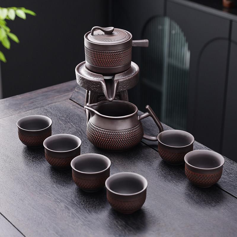 紫砂石磨懒人功夫自动茶具套装家用旋转出水防烫泡茶壶杯茶道配件