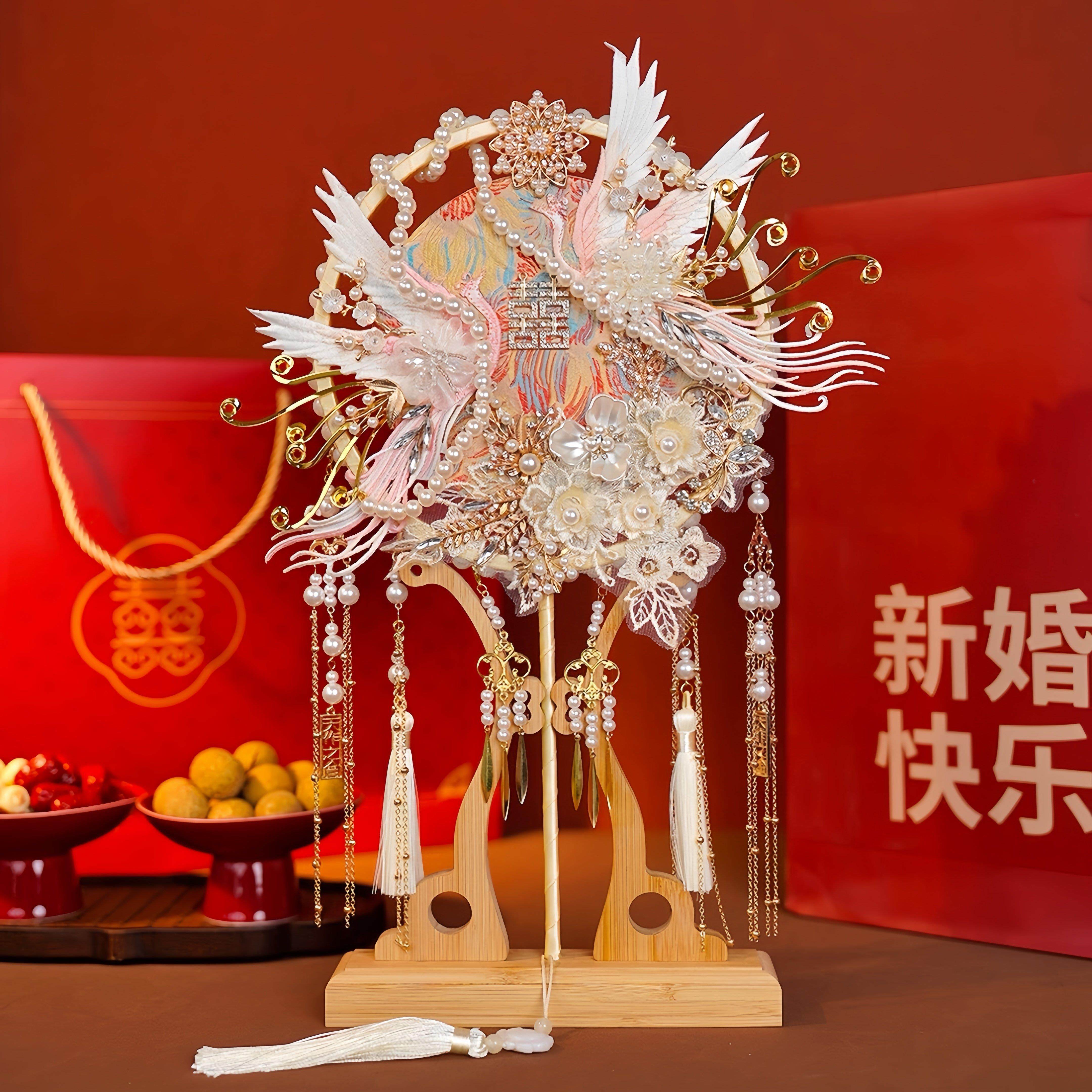 新娘结婚diy材料包手工成品高级团扇送朋友闺蜜姐姐礼物礼盒套组