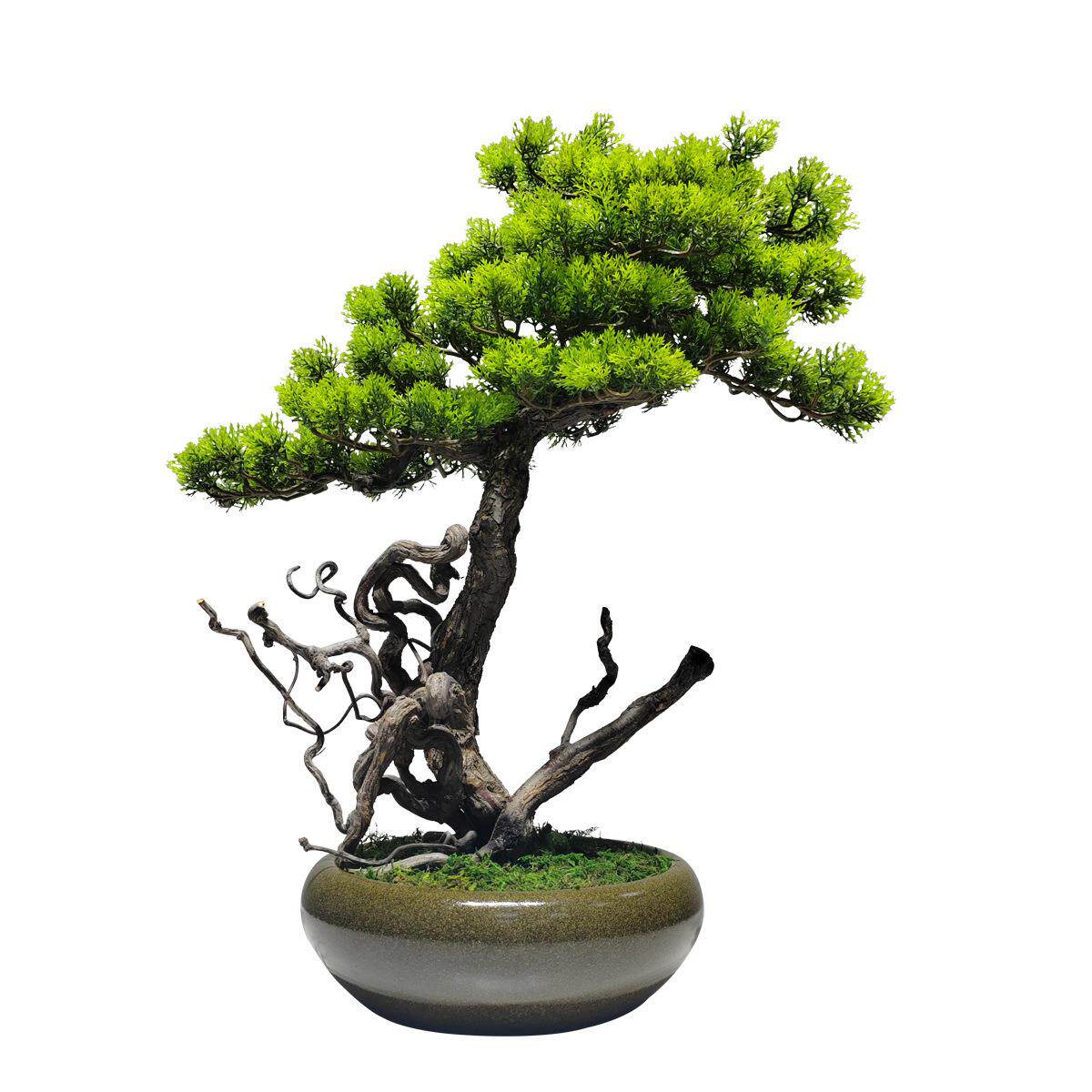 仿真迎客松盆景绿植盆栽客厅电视柜玄关办公室家居装饰新中式摆件