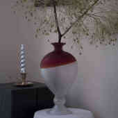 法式 奶艺术花瓶古风器高脚高级玻璃大肚 花中ins软复古小众摆件装