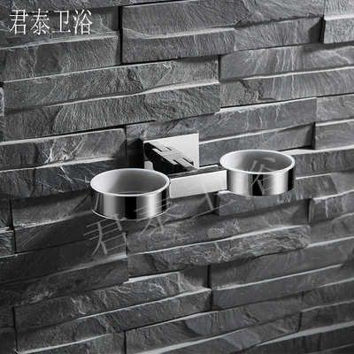 304不锈钢牙刷架9112双杯 浴室收纳牙刷置物架壁挂式漱口杯架