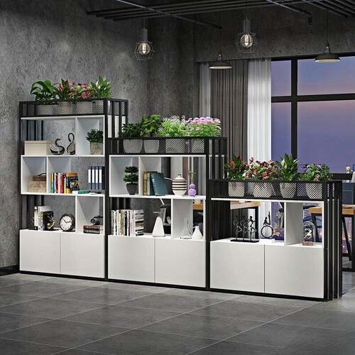 铁艺隔断置物架办公室屏风装饰工业风双面矮柜收纳柜花槽柜展示架