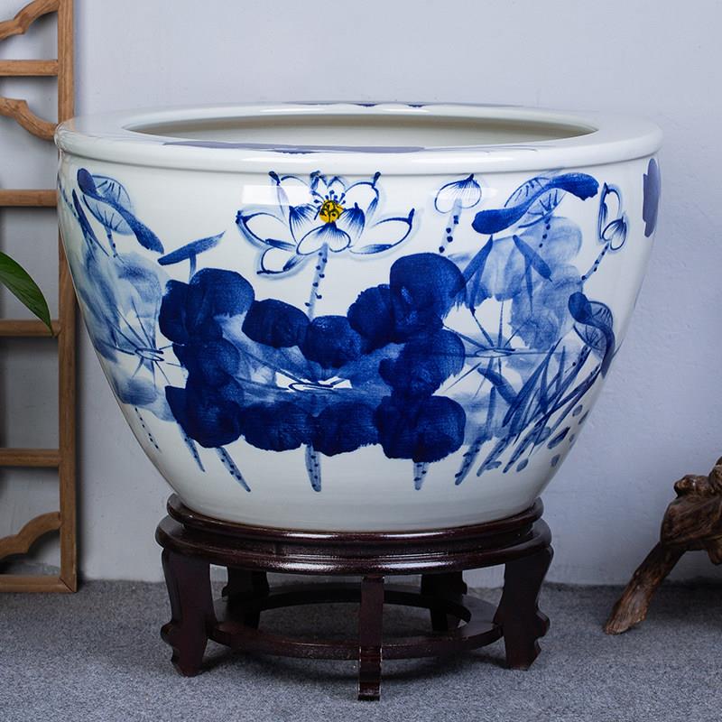 景德镇陶瓷大缸荷花盆睡莲碗莲缸书画 画缸客厅阳台造景书房蓄水