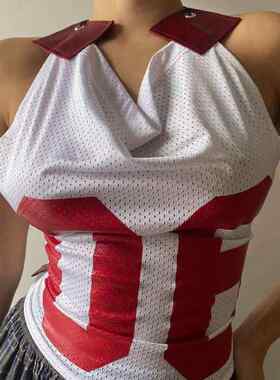 Stylish Halter Cowl Neck Open Back Drawstring Blouse Top