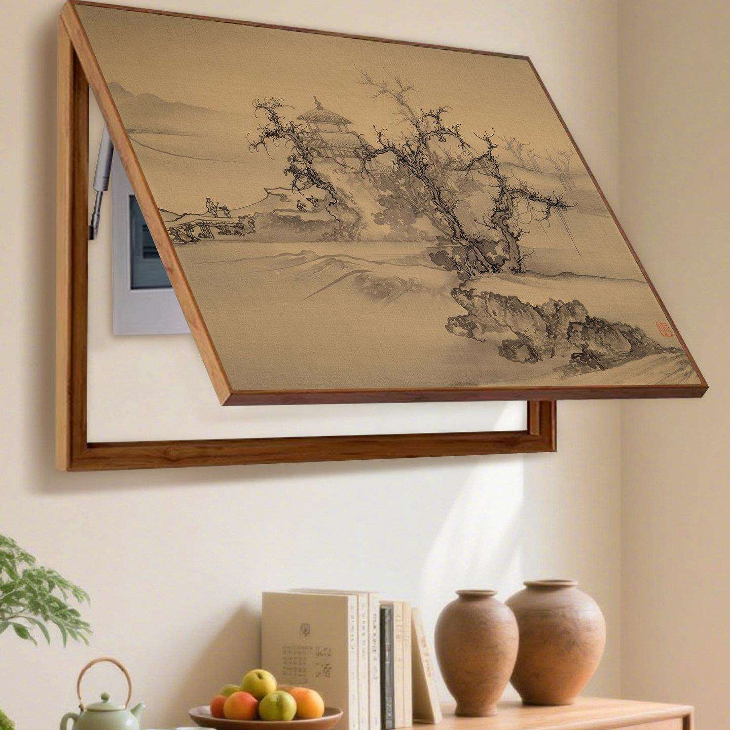 宋代美学入户门厅玄关电源总闸开关电表箱装饰画新中式中古风挂画