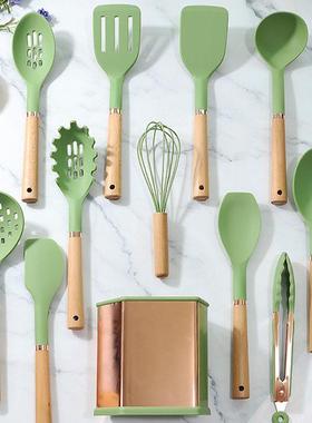 不钢DS11236环木柄硅胶厨具13件套收纳桶不粘锅铲漏铲家锈装用厨