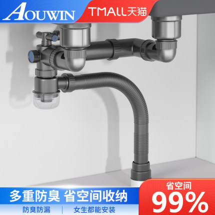 厨房水槽洗菜盆下水管单槽双槽洗碗槽水池防臭配件下水器排水通用