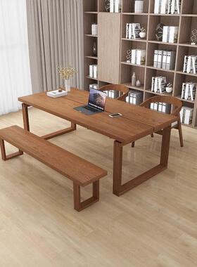 白木餐XMS蜡桌全木日式原木用吃家饭桌子客厅大长实书桌工作台