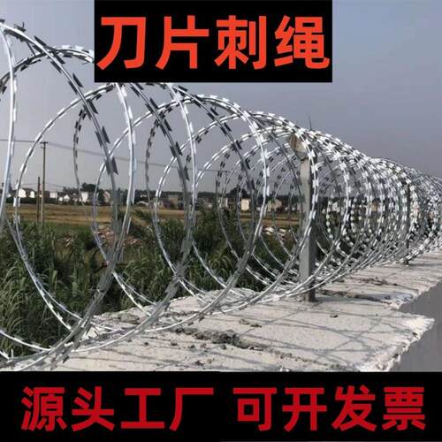 刀片刺绳小区隔离铁丝网机场监狱防攀爬不锈钢刺丝滚笼防护带刺