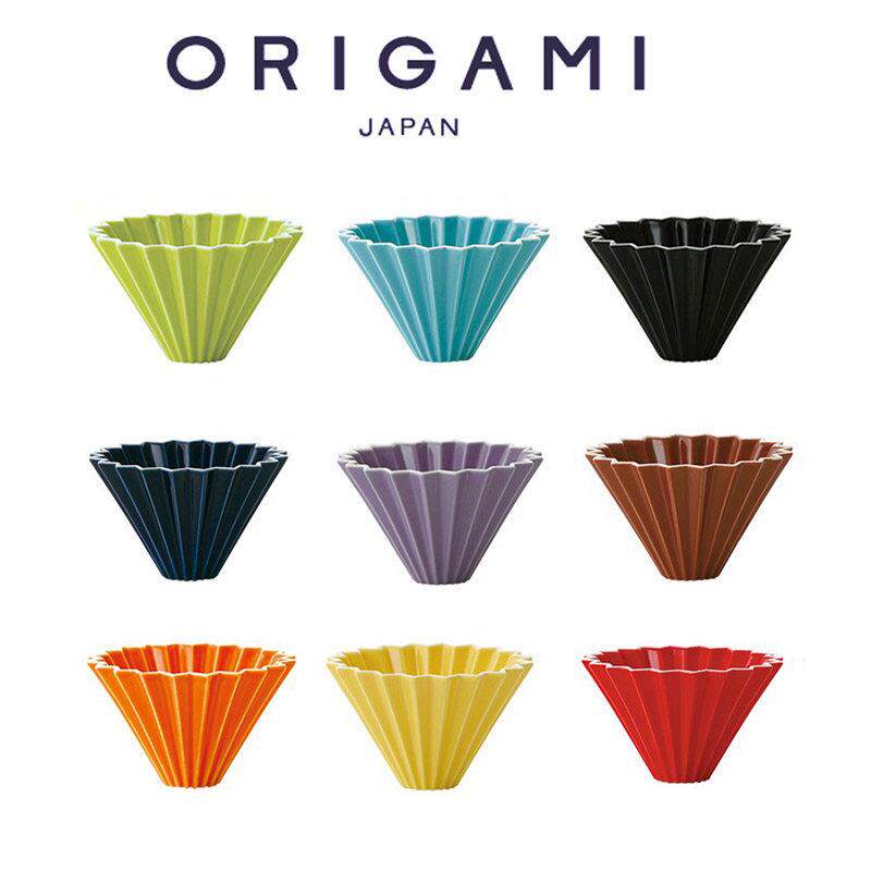 日本Origami折纸滤杯 手冲咖啡滴漏式陶瓷蛋糕过滤杯木托树脂底托