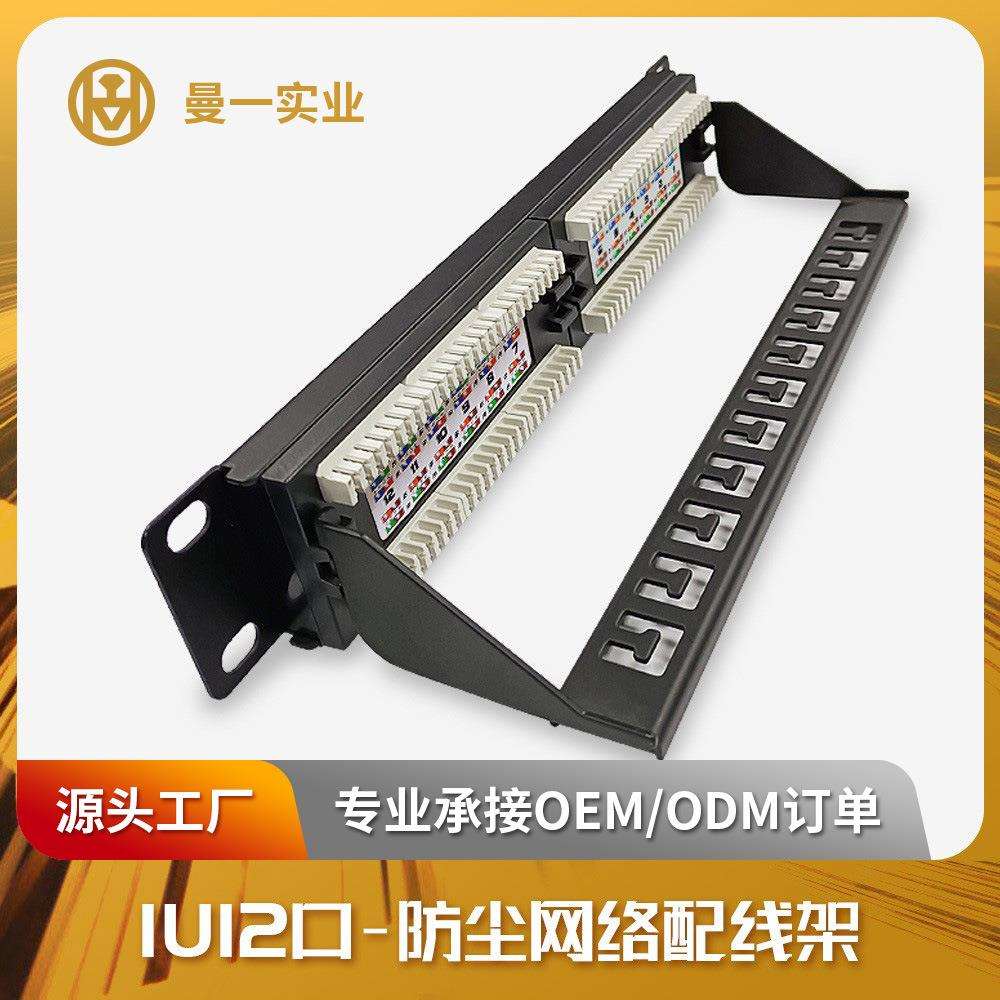 曼一12口网络配线架超五类cat.5e超六类cat.6a理线架RJ45接口